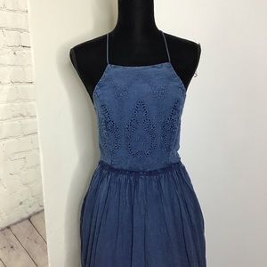 Lucky Brand Blue Embroidered Dress Size Small